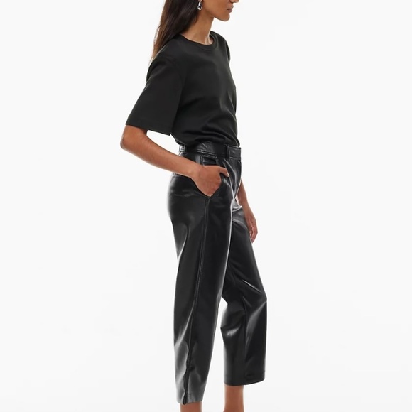 Aritzia Babaton Command Cropped Pant Mid-rise Vegan Leather pants S - Picture 7 of 7